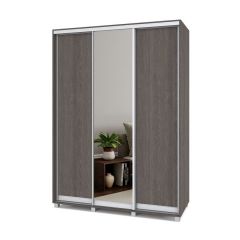 РОЛАНД Шкаф-купе с зеркалом Анкор темный (600*1600) Р662 в Приобье - priobie.mebel24.online | фото
