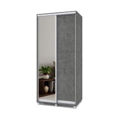 РОЛАНД Шкаф-купе с зеркалом Камень темный (450*1000) Р402 в Приобье - priobie.mebel24.online | фото 2