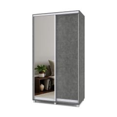 РОЛАНД Шкаф-купе с зеркалом Камень темный (450*1200) Р422 в Приобье - priobie.mebel24.online | фото