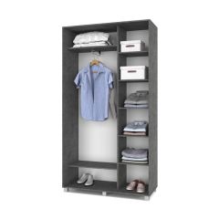РОЛАНД Шкаф-купе с зеркалом Камень темный (450*1200) Р422 в Приобье - priobie.mebel24.online | фото 2