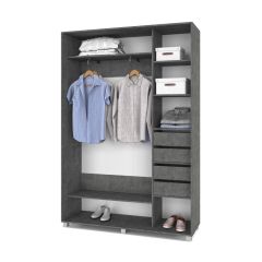 РОЛАНД Шкаф-купе с зеркалом Камень темный (450*1200) Р422 в Приобье - priobie.mebel24.online | фото 4