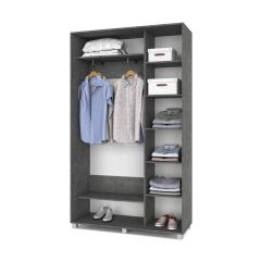 РОЛАНД Шкаф-купе с зеркалом Камень темный (450*1300) Р432 в Приобье - priobie.mebel24.online | фото 3