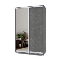 РОЛАНД Шкаф-купе с зеркалом Камень темный (450*1400) Р442 в Приобье - priobie.mebel24.online | фото 2