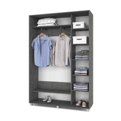 РОЛАНД Шкаф-купе с зеркалом Камень темный (450*1500) Р452 в Приобье - priobie.mebel24.online | фото 3
