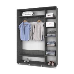 РОЛАНД Шкаф-купе с зеркалом Камень темный (450*1600) Р462 в Приобье - priobie.mebel24.online | фото 3