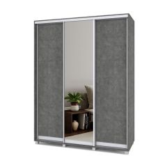 РОЛАНД Шкаф-купе с зеркалом Камень темный (450*1700) Р472 в Приобье - priobie.mebel24.online | фото
