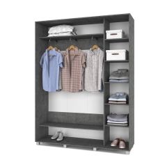 РОЛАНД Шкаф-купе с зеркалом Камень темный (450*1700) Р472 в Приобье - priobie.mebel24.online | фото 2