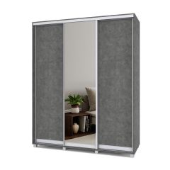 РОЛАНД Шкаф-купе с зеркалом Камень темный (450*1800) Р482 в Приобье - priobie.mebel24.online | фото