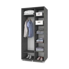 РОЛАНД Шкаф-купе с зеркалом Камень темный (600*1000) Р602 в Приобье - priobie.mebel24.online | фото 2