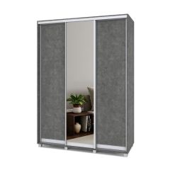 РОЛАНД Шкаф-купе с зеркалом Камень темный (600*1700) Р672 в Приобье - priobie.mebel24.online | фото