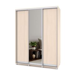 РОЛАНД Шкаф-купе с зеркалом Млечный дуб (450*1700) Р472 в Приобье - priobie.mebel24.online | фото
