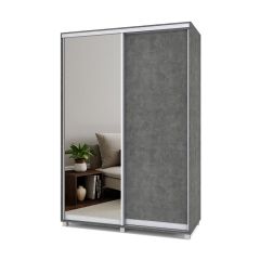 РОЛАНД Шкаф-купе зеркалом Камень темный (600*1500) Р652 в Приобье - priobie.mebel24.online | фото