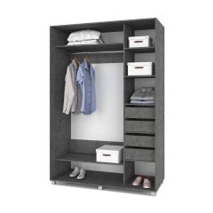 РОЛАНД Шкаф-купе зеркалом Камень темный (600*1500) Р652 в Приобье - priobie.mebel24.online | фото 4
