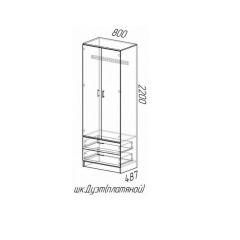Шкаф платяной Дуэт с ящиками (Ясень шимо темный/светлый) в Приобье - priobie.mebel24.online | фото 2