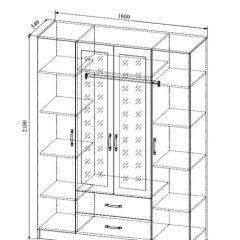 СОФИ СШК1600.1Шкаф 4-х ств с2мя зерк, 2 ящиками в Приобье - priobie.mebel24.online | фото 2