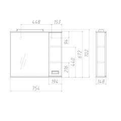 Шкаф-зеркало Cube 75 Эл. Правый Домино (DC5009HZ) в Приобье - priobie.mebel24.online | фото 3