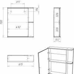 Шкаф-зеркало Норма 1-60 левый АЙСБЕРГ (DA1605HZ) в Приобье - priobie.mebel24.online | фото 8