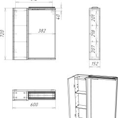 Шкаф-зеркало Uno 60 Дуб ВОТАН левый Домино (DU1512HZ) в Приобье - priobie.mebel24.online | фото 4