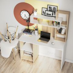 Стол компьютерный Олимп (дуб сонома/белый) в Приобье - priobie.mebel24.online | фото 2