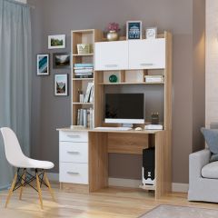 Стол компьютерный ПКС-5 Дуб сонома/Белый глянец в Приобье - priobie.mebel24.online | фото 1