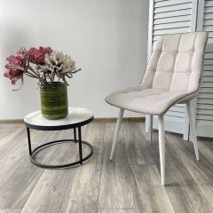 Стул CHIC HE622-01/ HE622-05 топленое молоко, ткань/ белый каркас М-City в Приобье - priobie.mebel24.online | фото 4