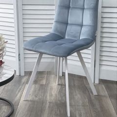 Стул CHILLI SQUARE G108-56 пудровый синий, велюр/ белый каркас М-City в Приобье - priobie.mebel24.online | фото 6
