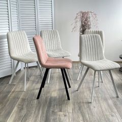 Стул ELVIS WZ2042-01 молочный фактурный велюр / белый каркас М-City в Приобье - priobie.mebel24.online | фото 2