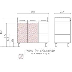 Тумба под умывальник Andrea 90 3D без ящика Домино (D37005T) в Приобье - priobie.mebel24.online | фото 2