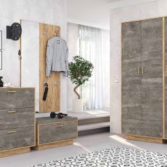 Вешалка с зеркалом Эго ВЗ-1 дуб крафт золотой в Приобье - priobie.mebel24.online | фото 2