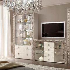 Витрина 1-ств. для посуды Тиффани Premium слоновая кость/серебро (ТФВ3-1С(П) в Приобье - priobie.mebel24.online | фото
