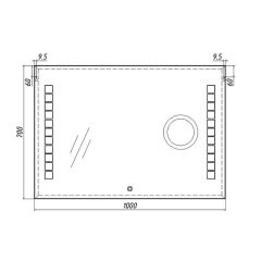 Зеркало Quadro 100 alum (линза) с подсветкой Sansa (SQL1030Z) в Приобье - priobie.mebel24.online | фото 8