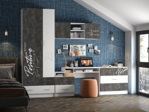 ВЕГА NEW Позитив Антресоль (Бетон темный/белый) в Приобье - priobie.mebel24.online | фото 3