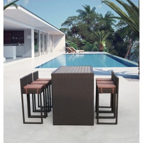 Барный комплект плетеной мебели T390AD/Y390A-W63_6Pcs Brown в Приобье - priobie.mebel24.online | фото 1