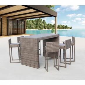 Барный комплект плетеной мебели T390GD/Y390G-W78_6Pcs Grey в Приобье - priobie.mebel24.online | фото 1