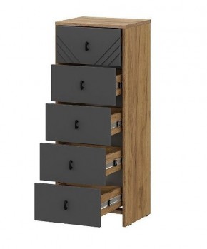 БАЙКАЛ Комод (5 ящиков) Графит/Дуб золотой в Приобье - priobie.mebel24.online | фото 2