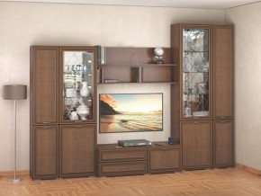 Гостиная-горка Ливорно орех в Приобье - priobie.mebel24.online | фото 1