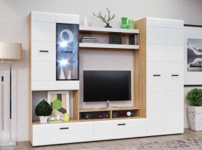Гостиная Нэнси NEW Вариант №4 ЛДСП (Белый глянец/Сонома) в Приобье - priobie.mebel24.online | фото