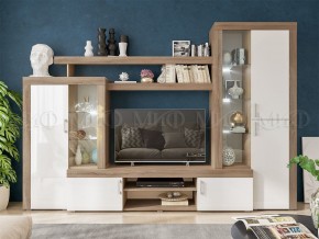 СТАС Гостиная (МДФ) Белый глянец/дуб сонома в Приобье - priobie.mebel24.online | фото 3