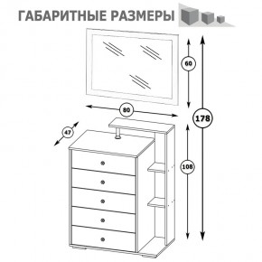 Камелия Комод + Зеркало, цвет белый, ШхГхВ 80х46,8х178 см., НЕ универсальная сборка в Приобье - priobie.mebel24.online | фото 6