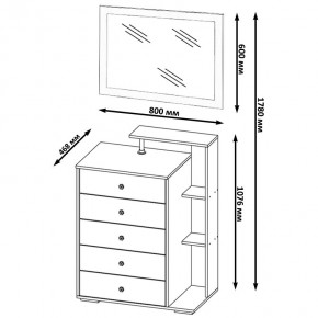 Камелия Комод + Зеркало, цвет дуб сонома, ШхГхВ 80х46,8х178 см., НЕ универсальная сборка в Приобье - priobie.mebel24.online | фото 4