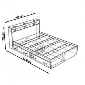 Камелия Кровать с ящиками 0900, цвет дуб сонома, ШхГхВ 93,5х217х78,2 см., сп.м. 900х2000 мм., без матраса, основание есть в Приобье - priobie.mebel24.online | фото 6