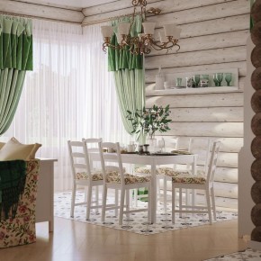 Комлект Вествик обеденный стол и четыре стула, массив сосны, цвет белый в Приобье - priobie.mebel24.online | фото 1