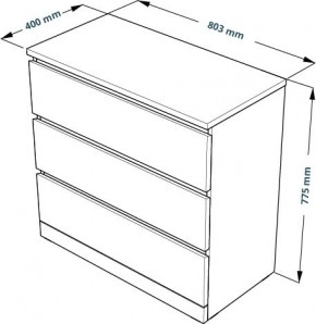 Комод Варма 3 с тремя выдвижными ящиками, цвет белый в Приобье - priobie.mebel24.online | фото 4