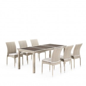 Комплект плетеной мебели T365/Y380C-W85 Latte (6+1) + подушки в Приобье - priobie.mebel24.online | фото 1