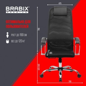 Кресло BRABIX PREMIUM "Ultimate EX-800" хром, плотная двойная сетка Х2, черное, 532911 в Приобье - priobie.mebel24.online | фото 6