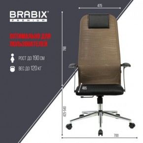 Кресло BRABIX PREMIUM "Ultimate EX-801" хром, плотная двойная сетка Х2, черное/коричневое, 532920 в Приобье - priobie.mebel24.online | фото 6