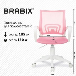 Кресло BRABIX "Fly MG-396W", с подлокотниками, пластик белый, сетка, розовое, 533008 в Приобье - priobie.mebel24.online | фото 5