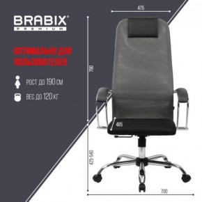 Кресло офисное BRABIX PREMIUM "Ultimate EX-800" хром, плотная двойная сетка Х2, черное/серое, 532912 в Приобье - priobie.mebel24.online | фото 3