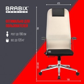 Кресло офисное BRABIX PREMIUM "Ultimate EX-801" хром, плотная двойная сетка Х2, черное/бежевое, 532919 в Приобье - priobie.mebel24.online | фото 6