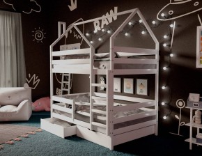 Кровать-домик двухъярусная 80*160 Белый в Приобье - priobie.mebel24.online | фото